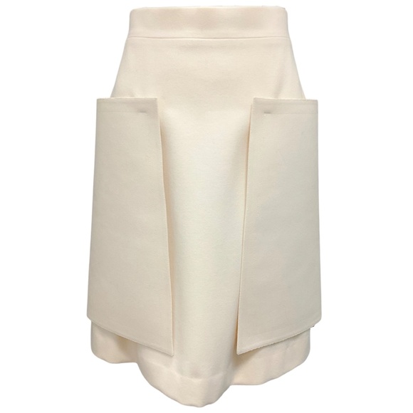 FENDI IVORY STRUCTURED WOOL SKIRT - Picture 1 of 5